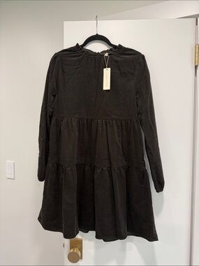 NWT Copper Key velour velvet fall dress brown Long-Sleeve Tiered women’s Dress